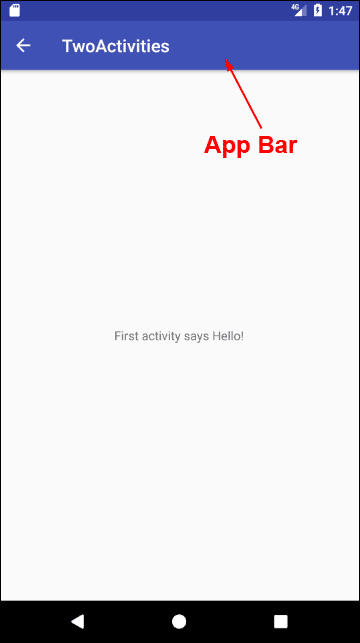 Android Activity showing an App Bar