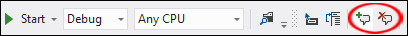 comment_toolbar The Comment icons on the Visual C# toolbar, version 2012