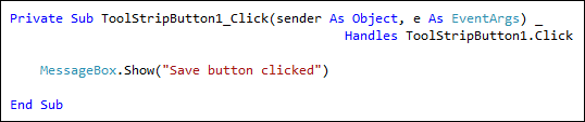 form_toolstrip_code2 A simple message activated from a toolbar button