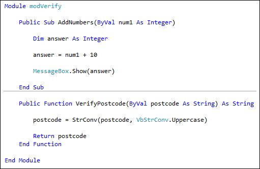 add_module_code5 A Sub and a Function have been added to the Module