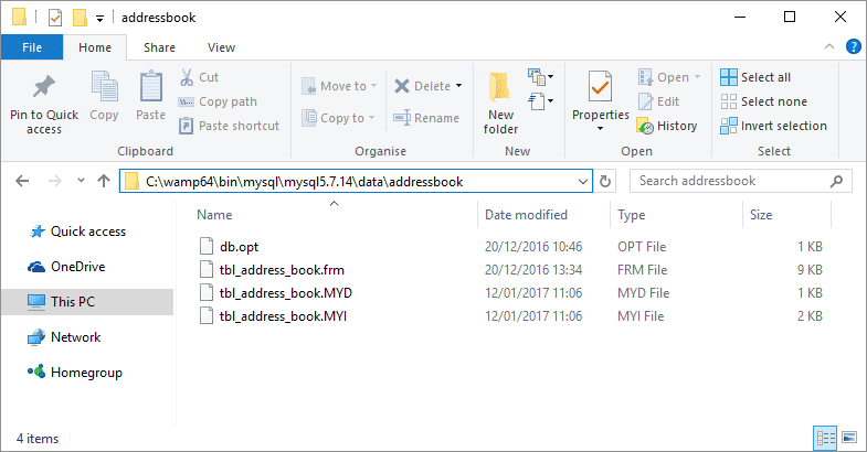 database_folder2-1 Database table files