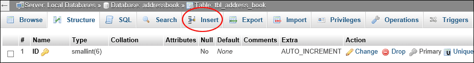 insert_tab-1 The insert tab in phpMyAdmin