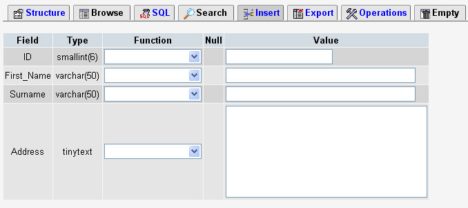 mysql17-1 The Insert page
