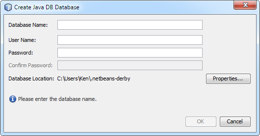 create_db_dialogue The create database dialogue box