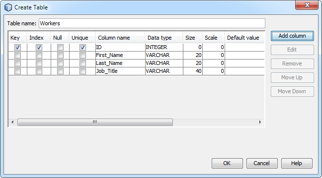 create_table_db2_2015 The Table dialogue box