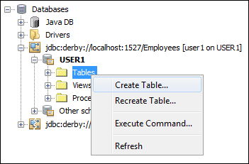 database_connect_create The Create Table item