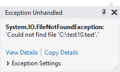 error_file_not_found2 Exception error in Visual Studio 2017