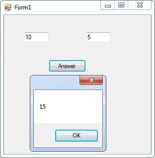 The answer is displayed in a message box